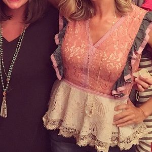 Sugarlips lace ruffle peplum top size XS, worn twice great condition